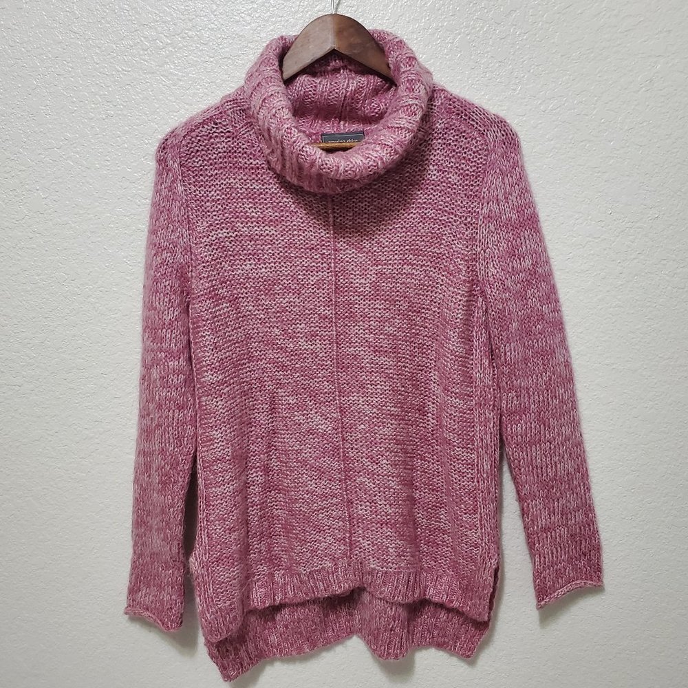 Wooden Ships Cowl Neck Sweater pullover pink long sleeve size s/m wool